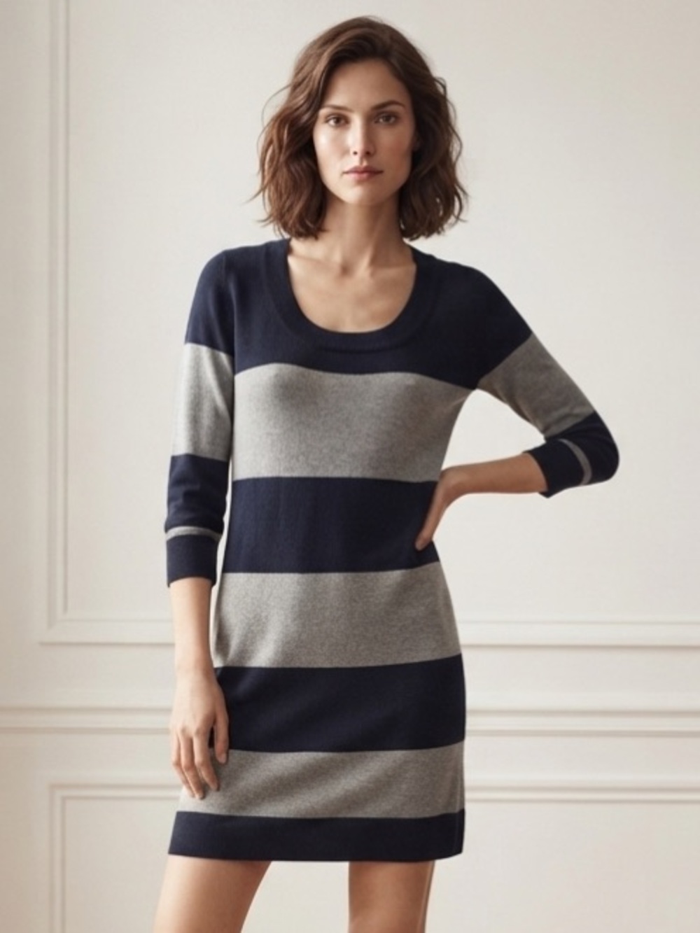 GAP Dress Gray Blue Striped Tunic Sweater Scoop NWT New